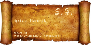 Spicz Henrik névjegykártya